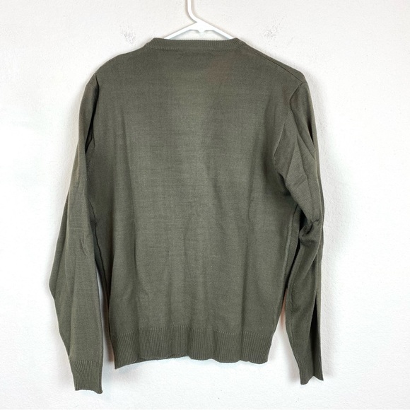 Saxony Vintage Men’s V Neck Olive Green Sweater - Picture 4 of 7